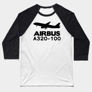 Airbus A320-100 Silhouette Print (Black) Baseball T-Shirt